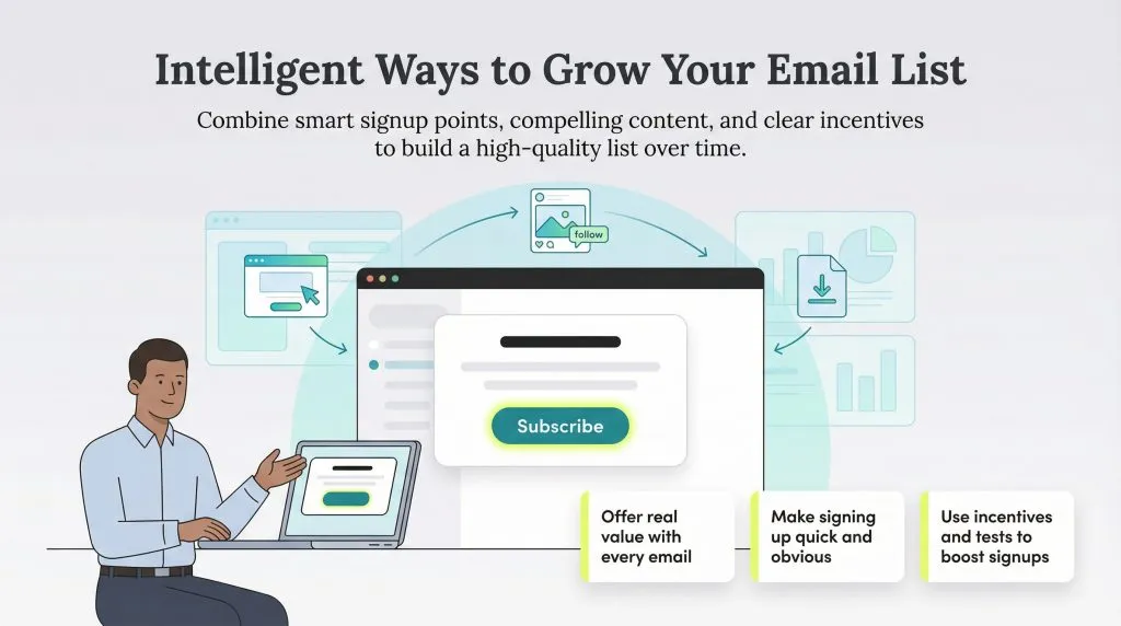 how to build email subscriber list fast